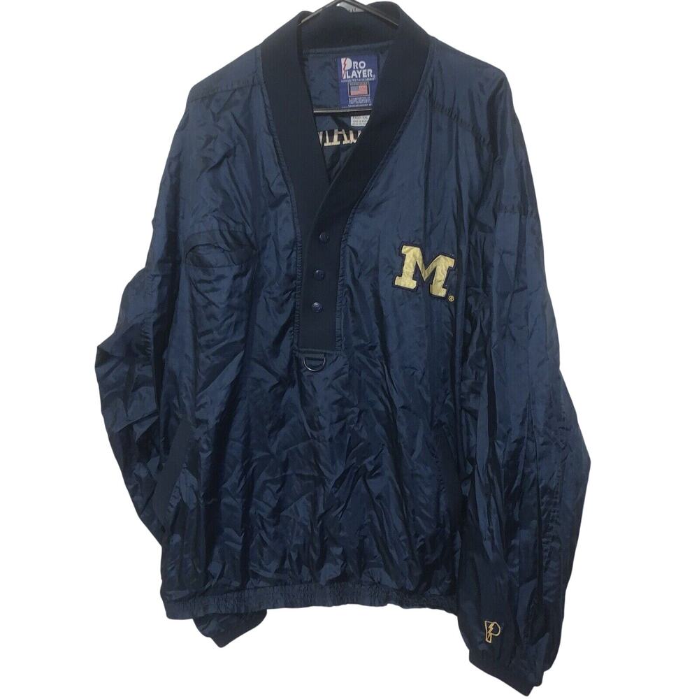Vintage 90s University Michigan Wolverines Pro Player Windbreaker Jacket XXL